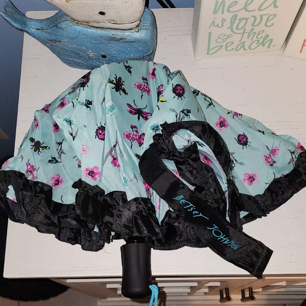 Betsey Johnson Aqua Floral Umbrella